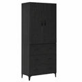 Armoire murale en bois noir avec ¨¦tag¨¨res et tiroirs