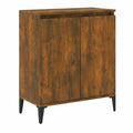 Buffet de Rangement Int¨¦rieur en Bois Ch¨ºne Fum¨¦ 60x35x70 cm