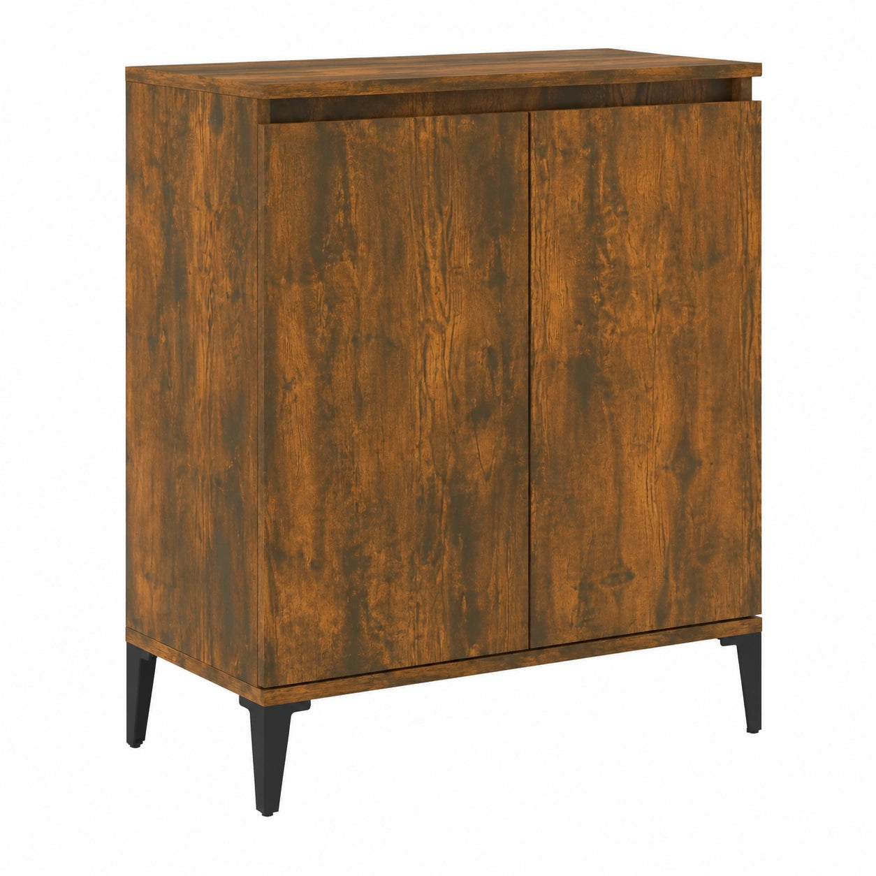 Buffet de Rangement Int¨¦rieur en Bois Ch¨ºne Fum¨¦ 60x35x70 cm
