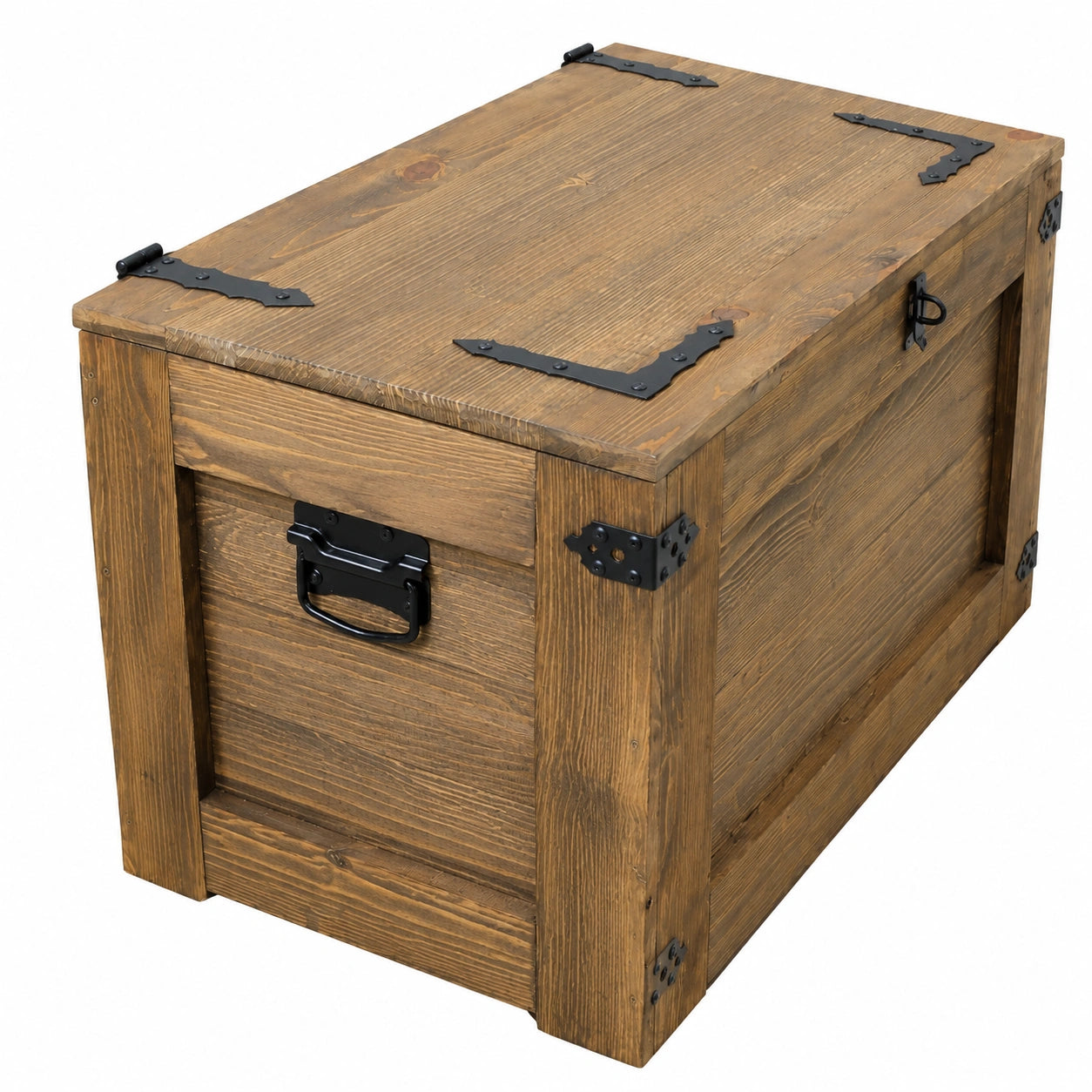 Coffre au tr¨¦sor vintage en bois avec roues et espace de rangement