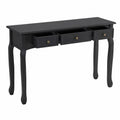 Table console vintage avec 3 tiroirs en bois et m¨¦tal noir
