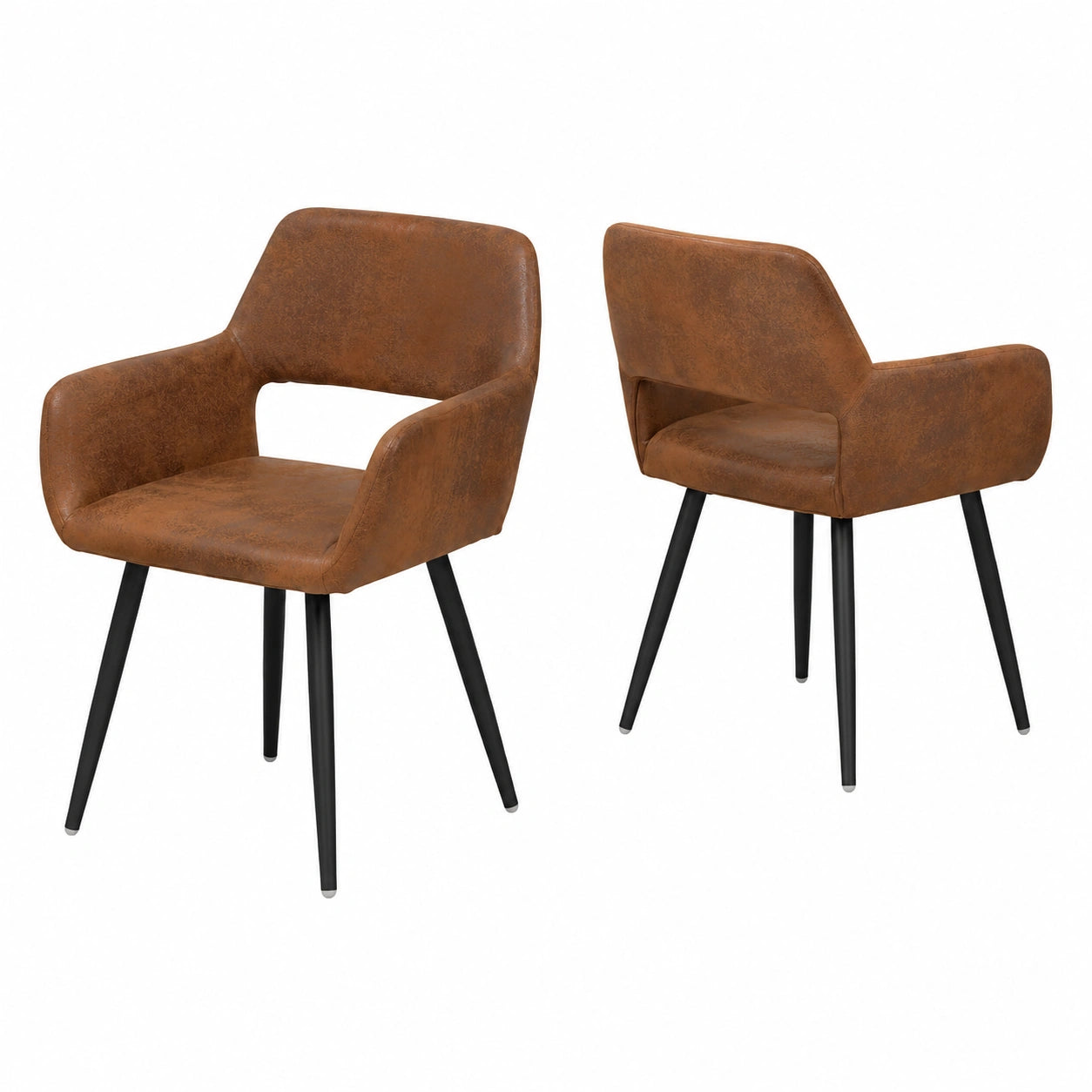 Lot de 2 chaises de salle ¨¤ manger r¨¦tro en su¨¦dine avec pieds en m¨¦tal