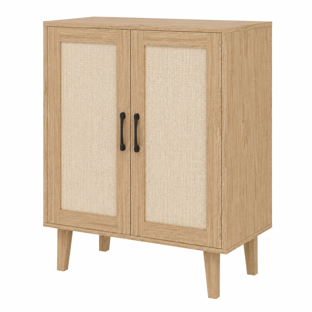 Buffet haut en rotin et MDF pour salon ou chambre, 69 x 38 x 88 cm