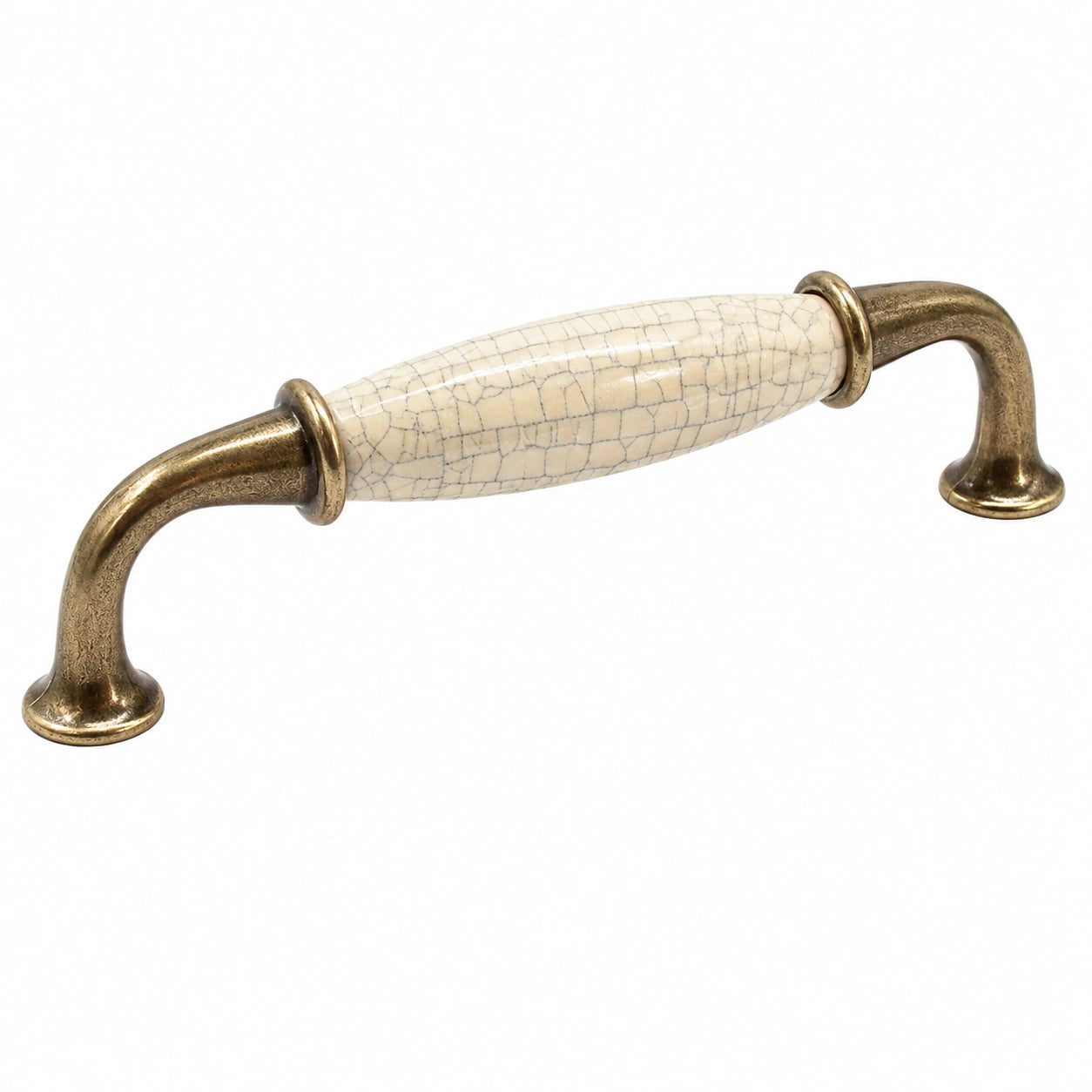 Poign¨¦e de meuble vintage en laiton et porcelaine pour cuisine ou tiroir