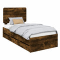Cadre de lit moderne avec tiroirs de rangement 90x190 cm en bois