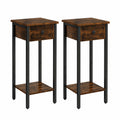 Lot de 2 tables de chevet ¨¦troites avec tiroir et pieds r¨¦glables, 25 x 25 x 71 cm, design vintage pour salon et chambre