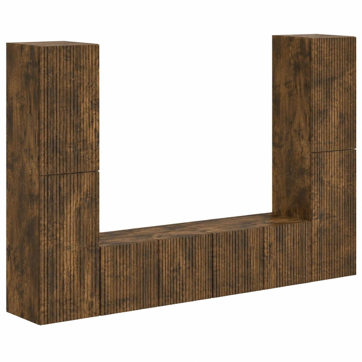 Meuble TV Mural en Bois d'ing¨¦nierie avec Rangements Modulaires