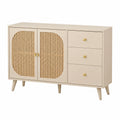 Buffet en rotin beige avec portes et tiroirs