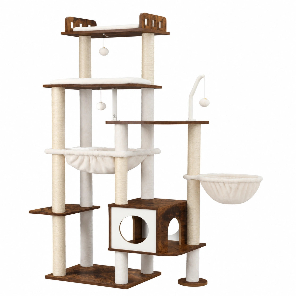 Arbre ¨¤ Chat 180 cm Stable avec Poteaux en Sisal et Hamacs