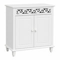 Commode blanche en bois avec motifs sculpt¨¦s, 2 portes, id¨¦ale pour salon ou chambre