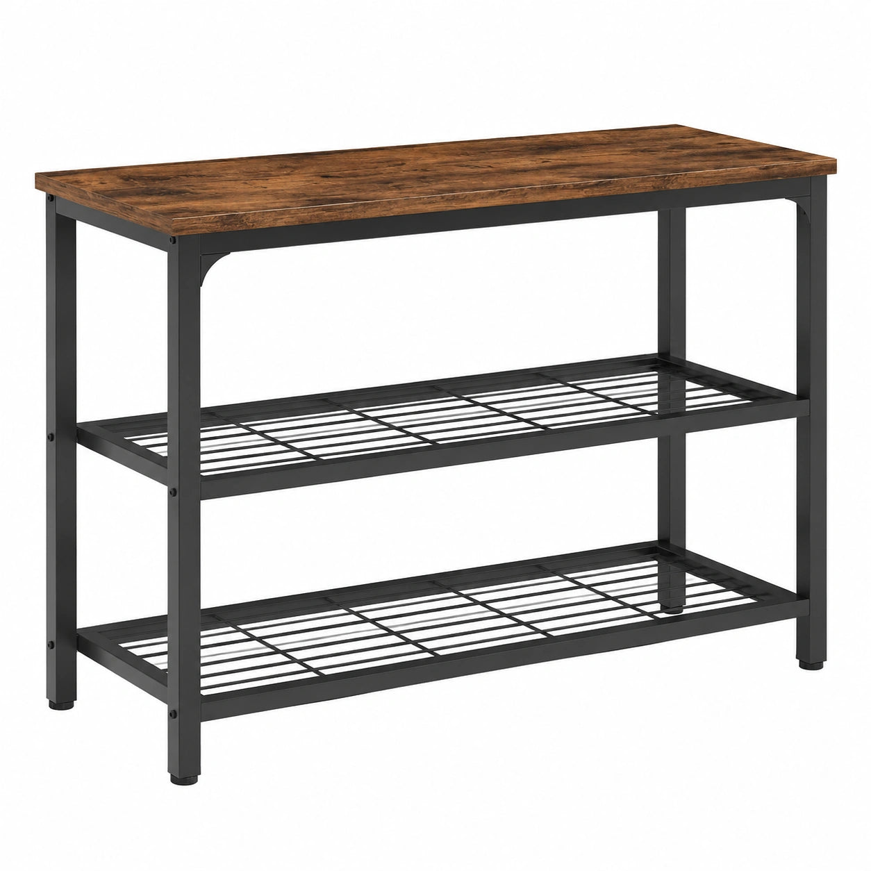 Table d'entr¨¦e industrielle avec ¨¦tag¨¨res en bois et m¨¦tal
