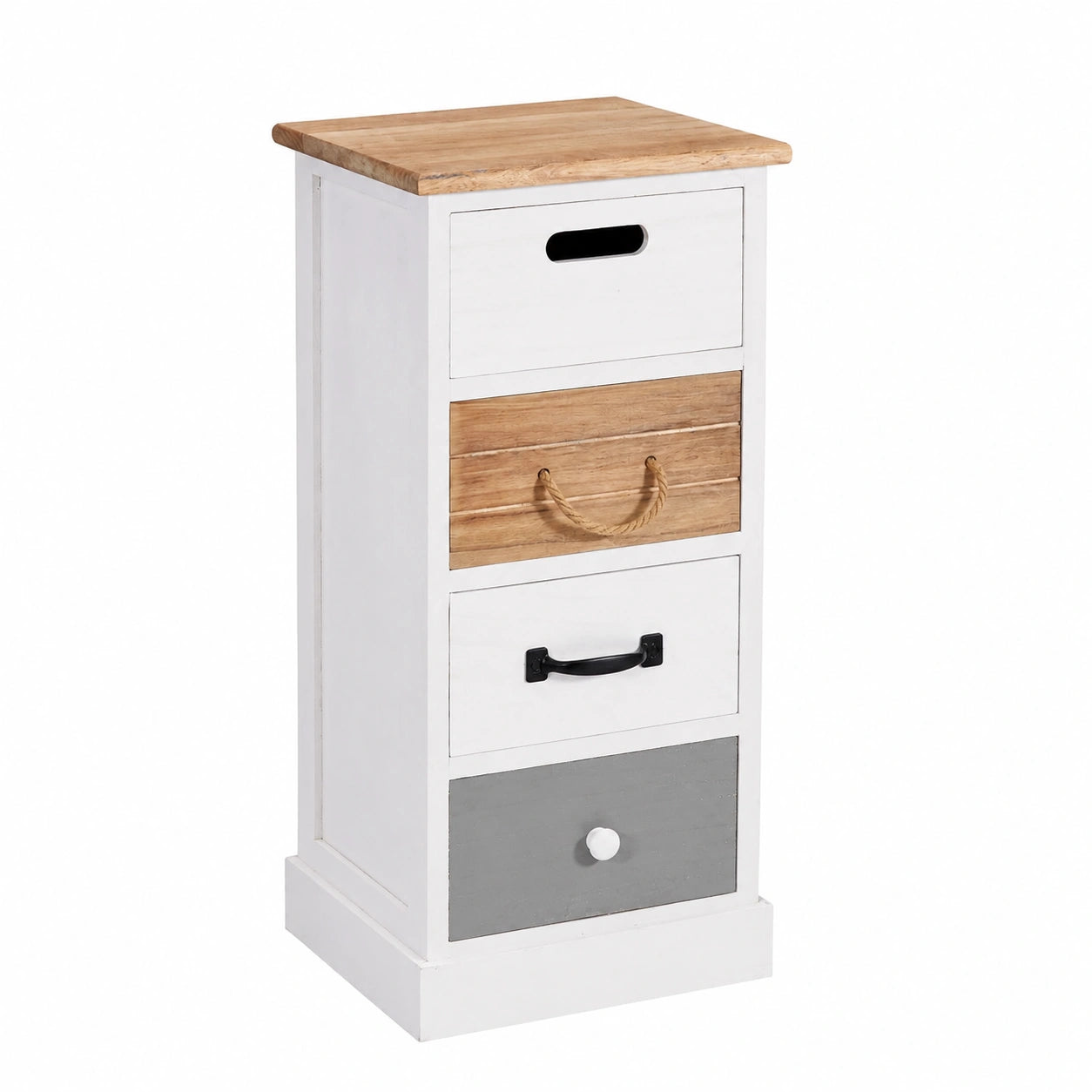 Chiffonnier en Bois Massif avec 4 Tiroirs pour Chambre ou Salle de Bain