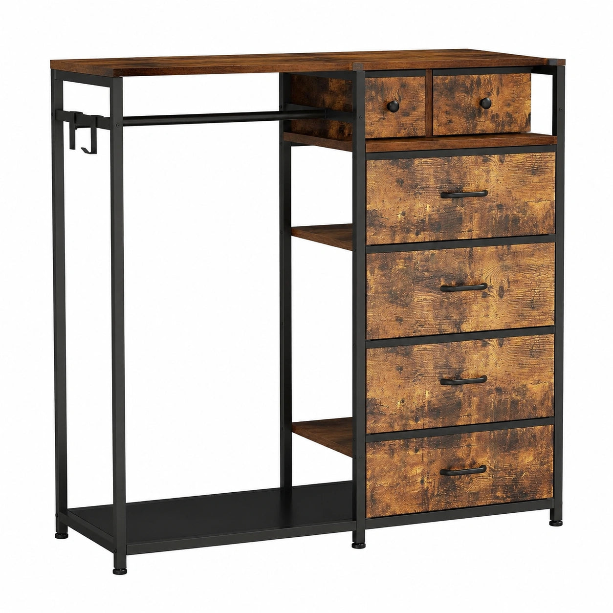 Commode avec ¨¦clairage LED, 6 Tiroirs en Tissu pour Chambre et Salon