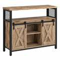 Buffet de Cuisine avec Portes Coulissantes et ¨¦tag¨¨res Ajustables, 33 x 100 x 80 cm, Marron et Noir