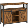 Buffet de Cuisine avec Portes Coulissantes et ¨¦tag¨¨res R¨¦glables, Marron Rustique