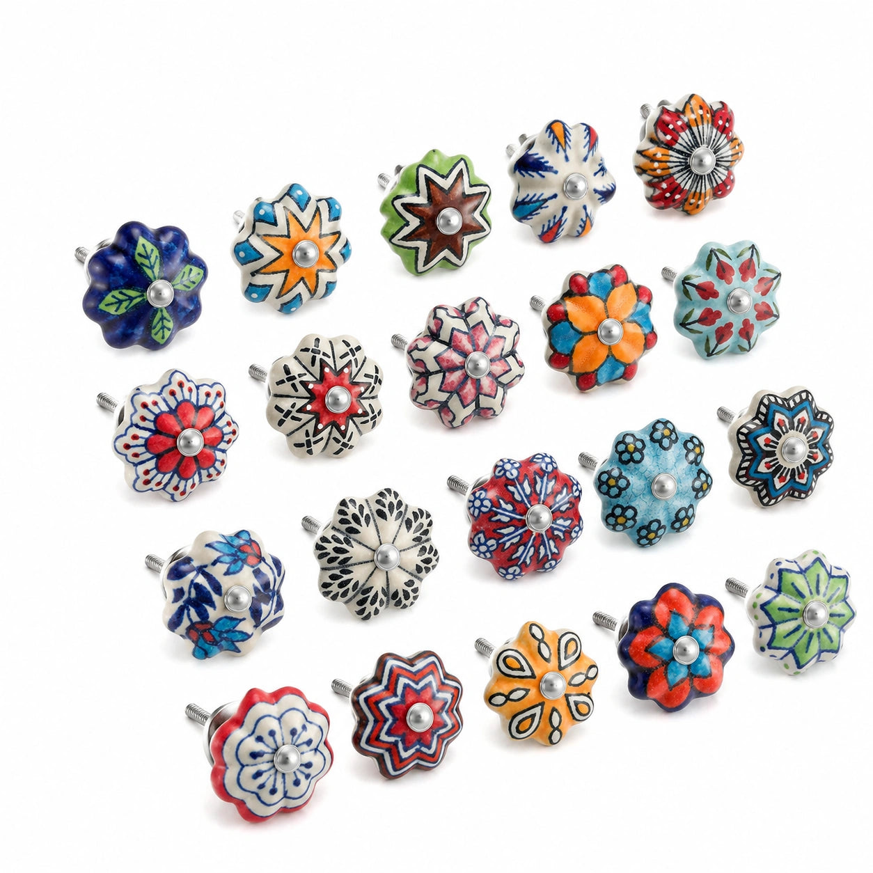 Boutons de Meubles Vintage en C¨¦ramique Color¨¦e - Id¨¦al pour Cuisine, Commode et Tiroir - Lot de 20 Pi¨¨ces Faciles ¨¤ Assembler