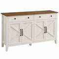Buffet de Rangement avec Tiroir et ¨¦tag¨¨re R¨¦glable, Style Campagne, Blanc Rustique et Marron