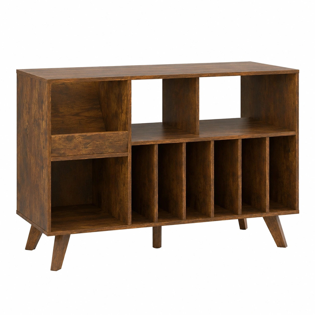 Support de tourne-disque avec espace de rangement pour vinyles, capacit¨¦ jusqu'¨¤ 450 albums
