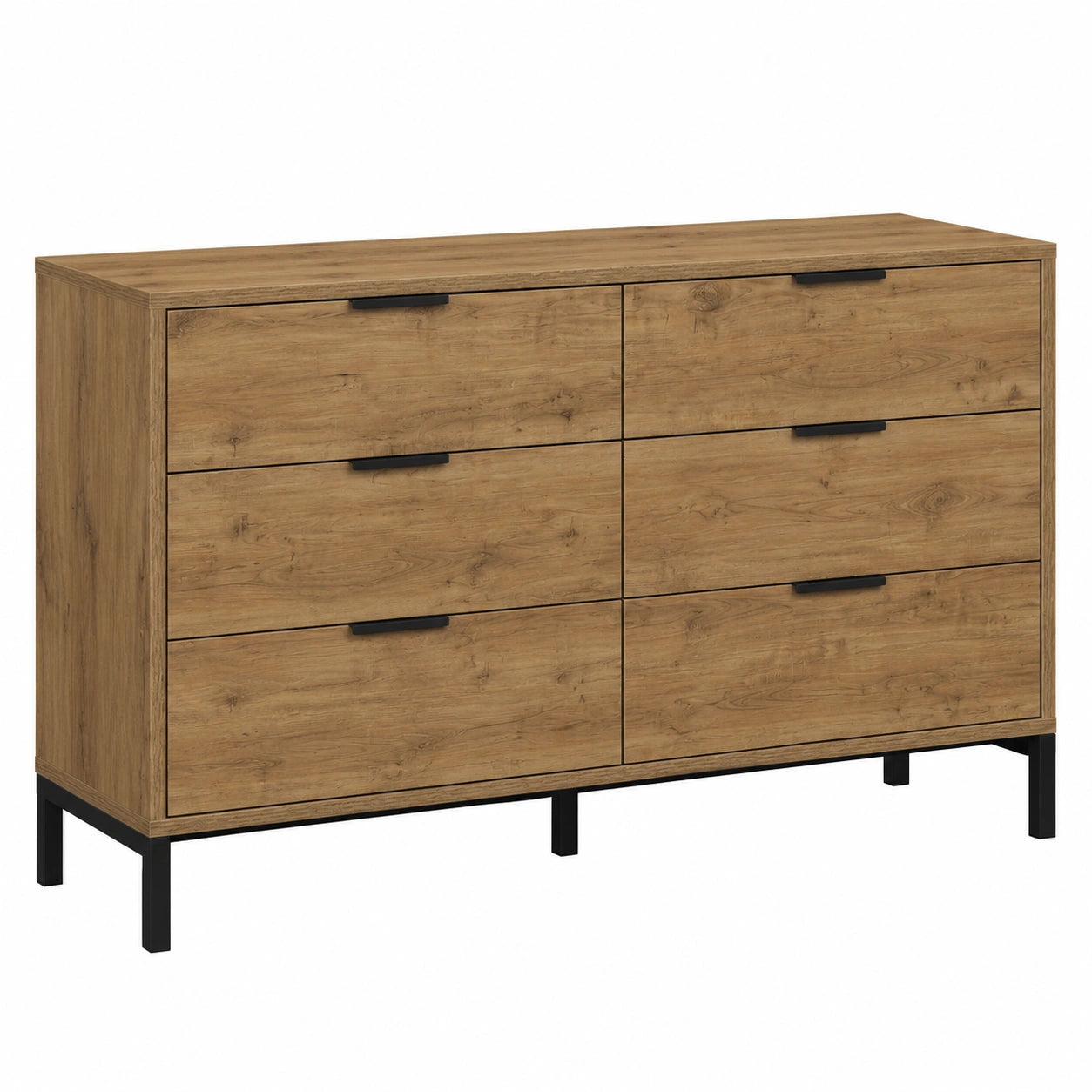 Buffet de Rangement avec 6 Tiroirs pour Chambre et Salon, Ch¨ºne Fonc¨¦