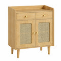 Buffet Boh¨¨me en Rotin avec ¨¦tag¨¨re R¨¦glable et Tiroirs